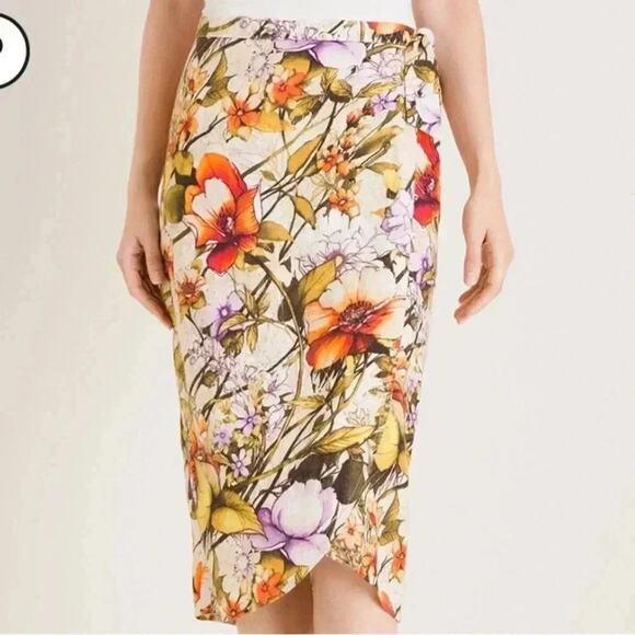 Chico's Dresses & Skirts - Chico's Petite Linen Floral Sarong Faux-Wrap Skirt travel, colorful plus size